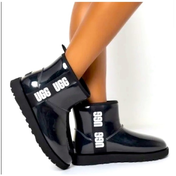 UGG Other - UGG Black Classic Mini Clear Rain Boots black Size 4 big kid